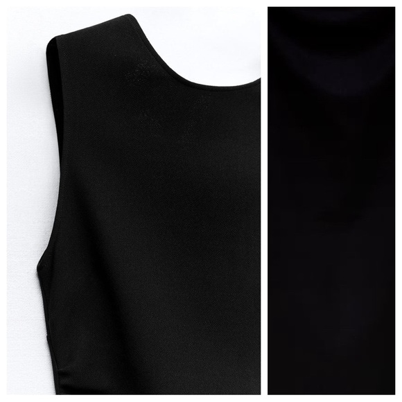 NWT. Zara Black Draped Side Fitted Midi Dress. Size XL. - Picture 6 of 9